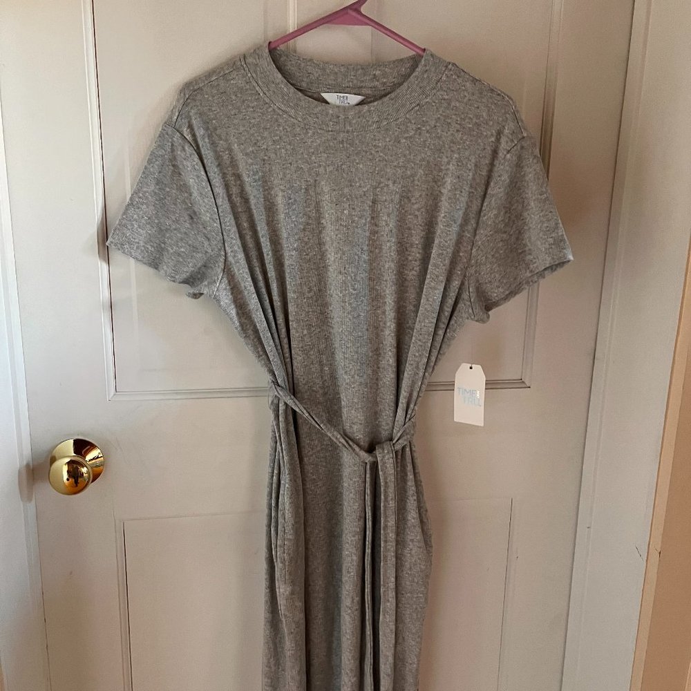 Gray Belted Knit Midi Dress - Time and Tru - NWT